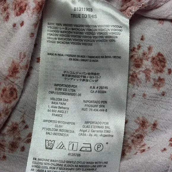 Volcom Pink Floral Spaghetti Strap BabyDoll Mini Dress (Size Medium) - Picture 6 of 8